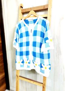Blue Chek Design Sweater Size-38