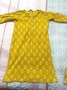 Yellow Printed Kurta Set
