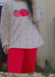 Cute Strawberry Print Top & Leggings