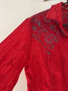 Embroidery Red Shirts For Women