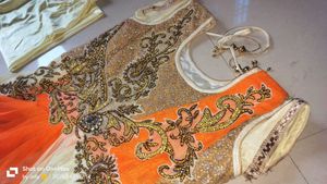 Elegant Orange &amp; Cream Anarkali Suit