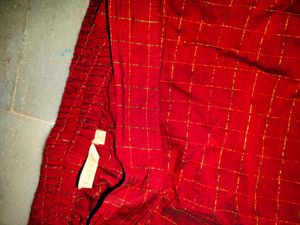 Maroon With Gold Strips Straight Fit Pant