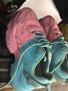 Very Pretty Blue And Pink Shade Heel Shoes