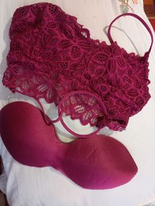 Maroon Bralette  Removable Padded Bra For Women