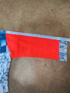 Elegant Red &amp; Blue Printed Kurti with Embroidered