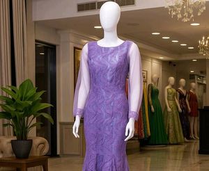 Elegant Purple Lace Mermaid Gown