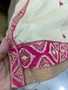 Pink And Cream Color Suit Set- unstitched