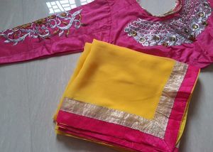 New Georgette Saree with Embroidery Blouse 💫