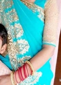 Teal &amp; Gold Embroidered Saree