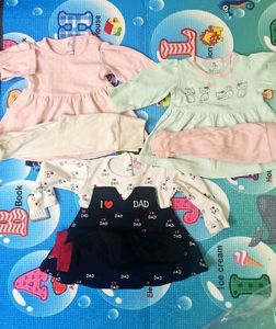 3 Cute Baby Dresses Bundle + Pajamis