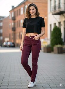 waist 36 Inches  Burgundy Slim Fit Pants on sale