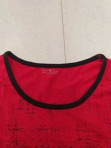 Women Red Colour Longe Wear T Shirt