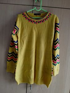 Yellow Embroidered Sweater