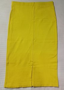 Vibrant Yellow Bodycon Midi Pencil Skirt
