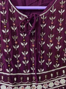 Elegant Purple Embroidered long Kurta size M