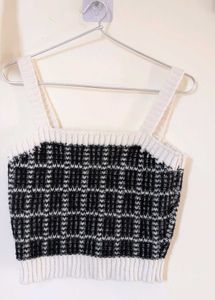 Plaid Knit Crop Top