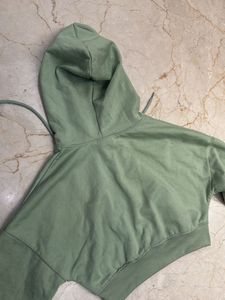 Green Cropped Zip Hoodie