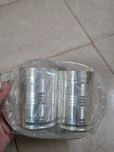 Silver Glow Set Of 2 Glasses And A Tray