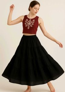 Elegant Black Tiered Skirt