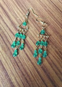 Teal Beaded Dangle Earrings