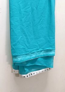 sky blue Saree with Silver white Border