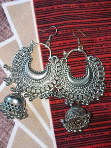 Silver Jhumka Earrings