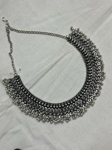 Silver Tone Necklace oxidised