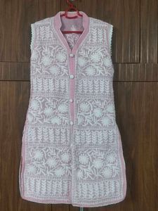 Pink & White Embroidered Tunic