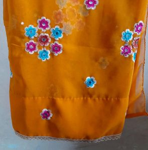 Mustard Floral Saree