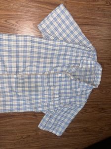 Blue Plaid Pajama Top