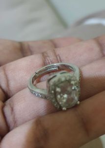 Silver Plated AD Studded Square Shape Ring