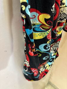 Vintage Patterned V-Neck Dress
