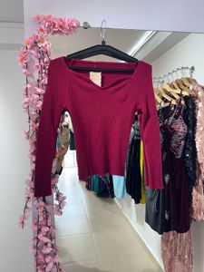 Burgundy Knit Long Sleeve Top