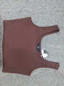Brown Ribbed Tank Top