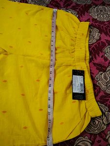 Yellow Patterned Wide Leg Pants For Women