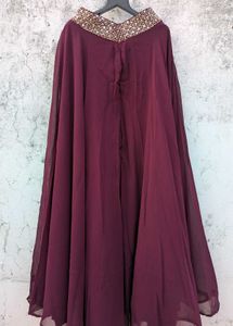 🌸 Wine Embellished Georgette Silk Palazzo Set 🌸