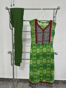 Green Printed Kurta Set