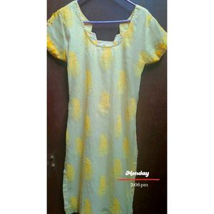 Yellow Printed Kurti