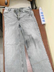 Gray Wide Leg Denim Jeans from bershka