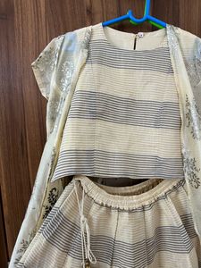 Biba Crop Top And Skirt Set With Long Coat