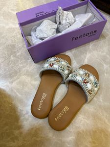 Shell Embellished Sandals Brand New With Box