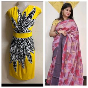 Combo Of Saree And Korean Dress