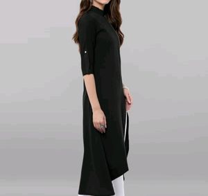 Solid A-line Asymmetrical Kurta with Front Slit