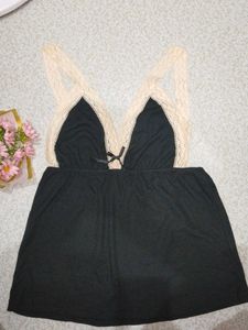 Cute Black Babydoll Top