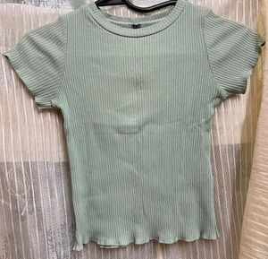 Mint Green Ribbed Top