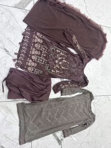 Combo Mauve Pakistani Suit Set With Pakistan Kurta