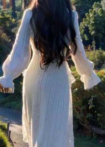 korean fur White Dress