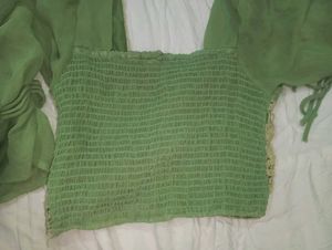Green Crochet Detail Top