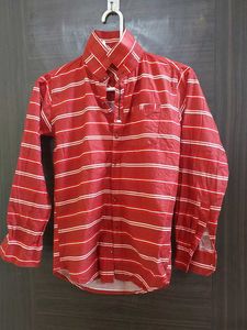 Red & White Striped Button-Down