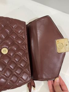 Maroon Quilted Top Handle Bag with Scarf
